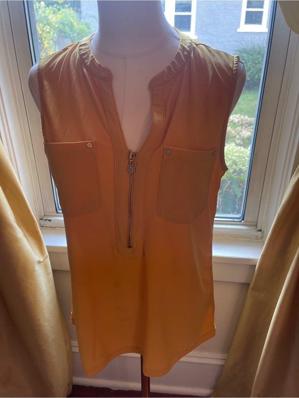 Anne Klein Mustard Yellow Zip-Front Sleeveless Camisole